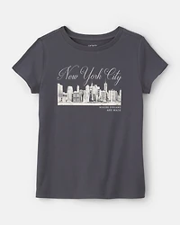 Girls 'New York City' Graphic Tee - Grey