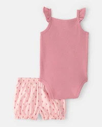 Baby Girl 3-Piece Flutter Sleeve Outfit Set - Pink