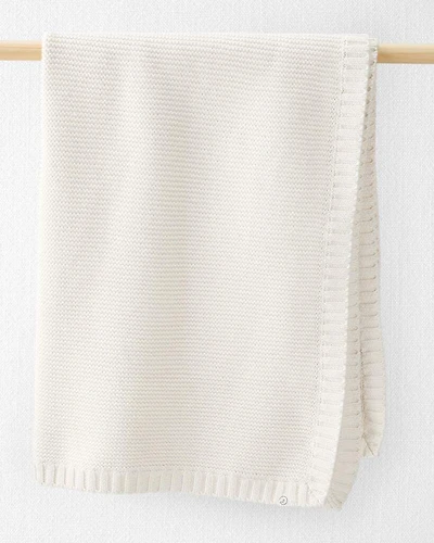 Baby Organic Cotton Textured Knit Blanket in Cream