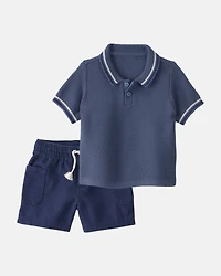 Baby Boy 2-Piece Polo Shirt & Short Set - Blue