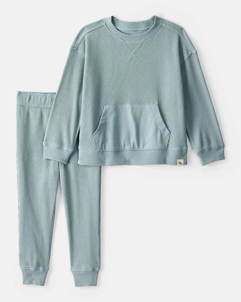 Toddler Boy Waffle Knit Long-Sleeve Tee & Pant Set - Green