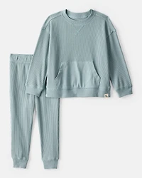 Toddler Boy Waffle Knit Long-Sleeve Tee & Pant Set - Green