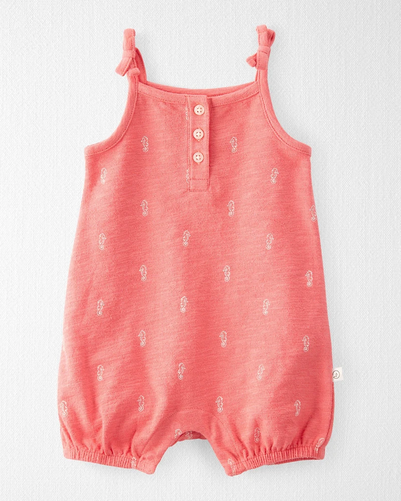 Baby Romper Made with Organic Cotton in Seahorse Print