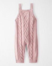 Baby Girl Organic Cotton Cable Knit Overalls