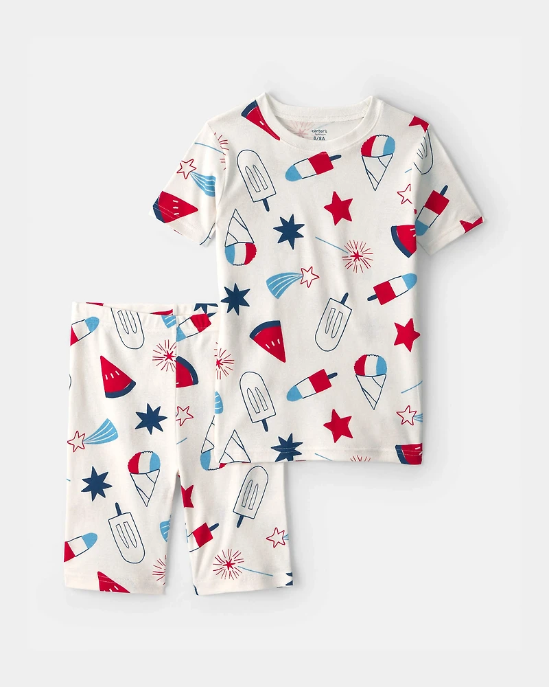 Kids Fourth of July Popsicle 2-Piece Short-Sleeve Pajama Set