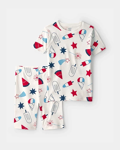 Kids Fourth of July Popsicle 2-Piece Short-Sleeve Pajama Set