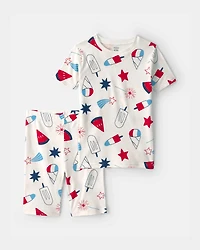 Kids Fourth of July Popsicle 2-Piece Short-Sleeve Pajama Set