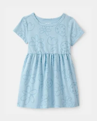 Baby Girl Floral Ladybug Short-Sleeve Dress - Blue