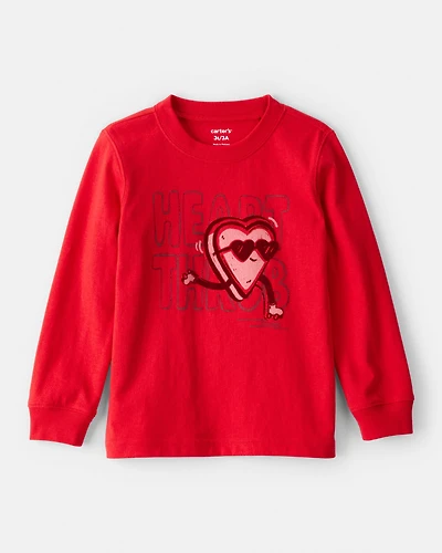 Toddler Boy Valentine's Day Heart Throb Long-Sleeve Graphic Tee - Red