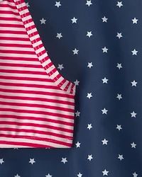 Toddler Girl 3-Piece Fourth of July Rashguard Swimsuit Set - Red/White/Blue