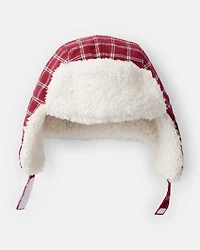 Baby Boy Plaid Winter Trapper Hat - Red/White
