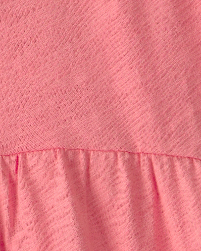 Girls Peplum Short-Sleeve Top - Coral