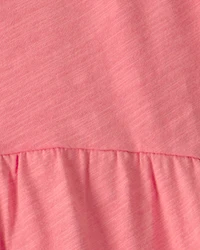 Girls Peplum Short-Sleeve Top - Coral