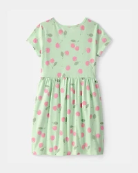 Girls Cherry Short-Sleeve Dress - Green