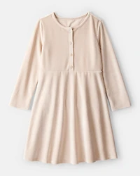 Girls Cozy Rib Dress - Cream