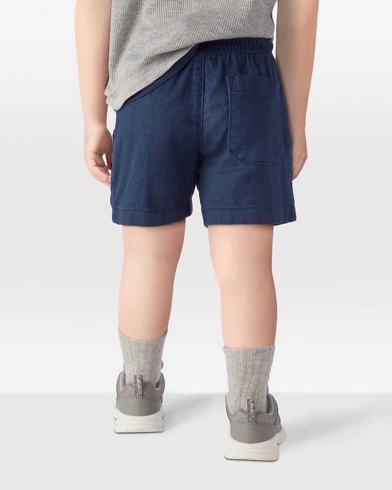 Toddler Pull-On Twill Shorts - Navy