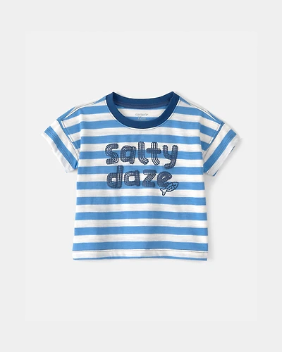 Baby Boy 'Salty Daze' Striped Graphic Tee - Blue/Ivory