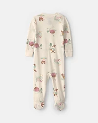 Baby Girl 1-Piece Country Farm 2-Way Zip 100% Cotton Snug Fit Footed Pajama - Cream
