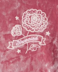 Girls  Flower Embroidered Hooded Velour Top - Pink