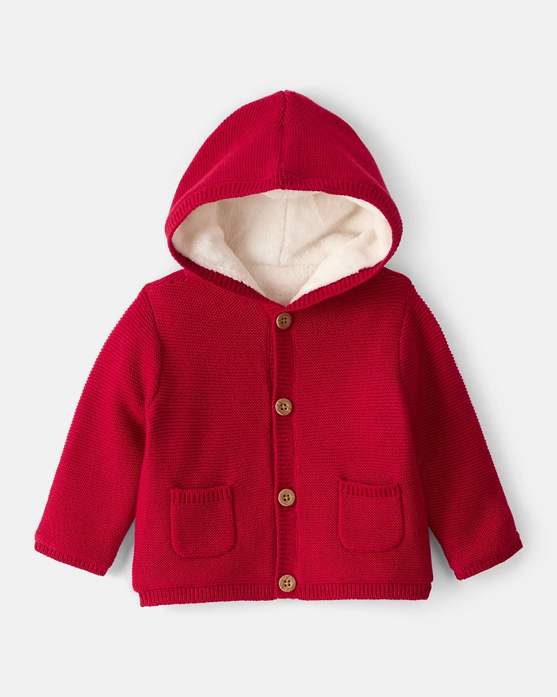 Baby Girl Sweaterknit Jacket - Red