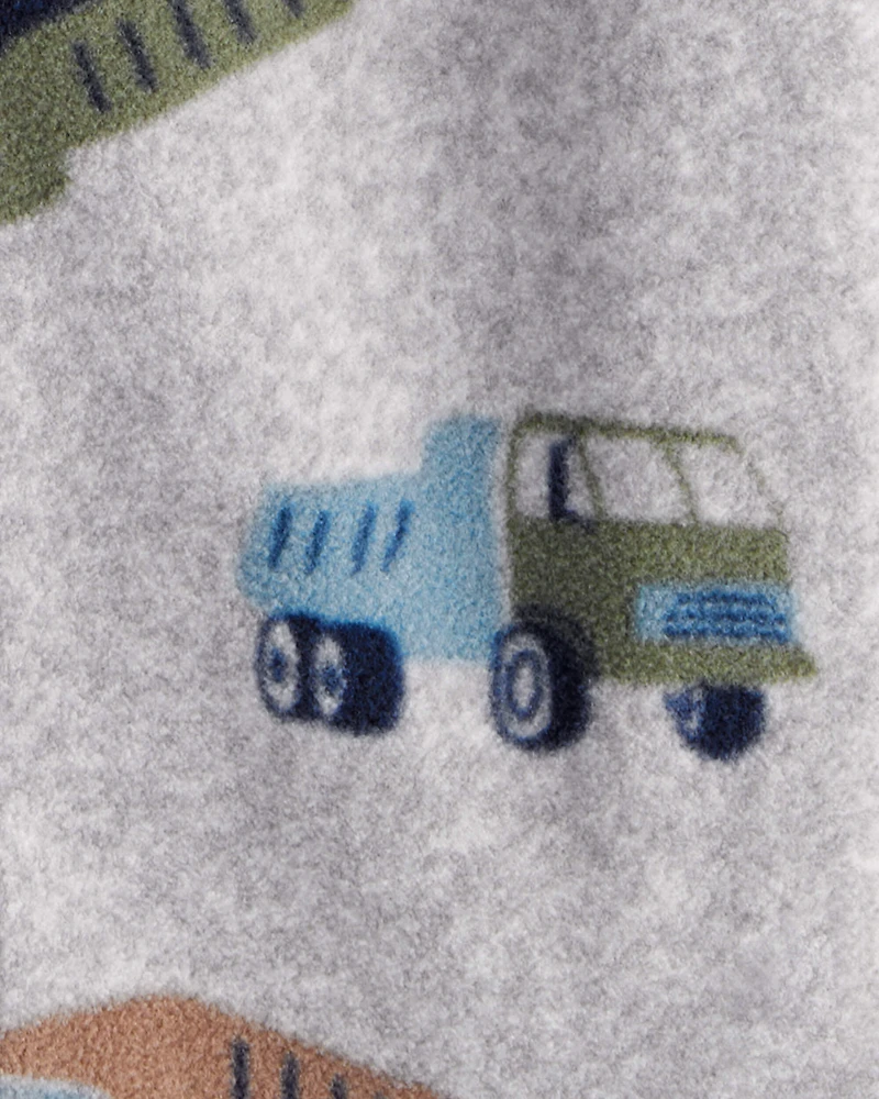 Baby Boy Construction Truck Print Loose Fit Long-Sleeve Sleep & Play Pajamas - Grey