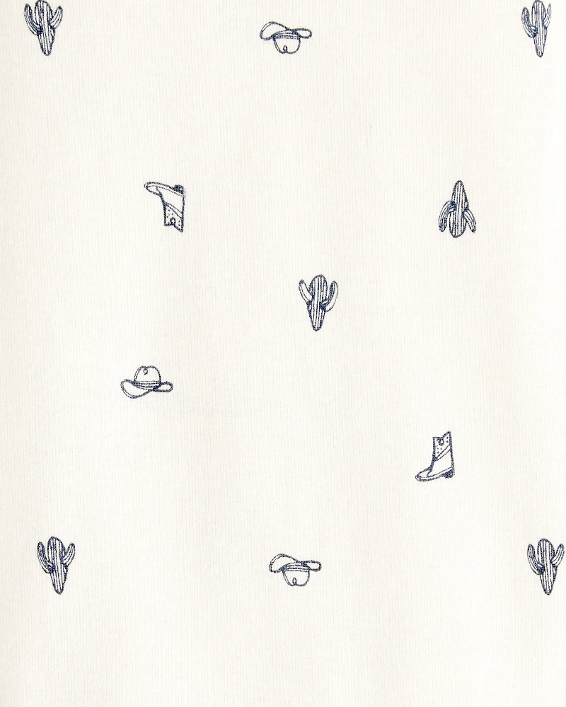 Baby Boy 5-Pack Cowboy Print Cotton Multipack Bodysuits - Blue/White/Orange/Green