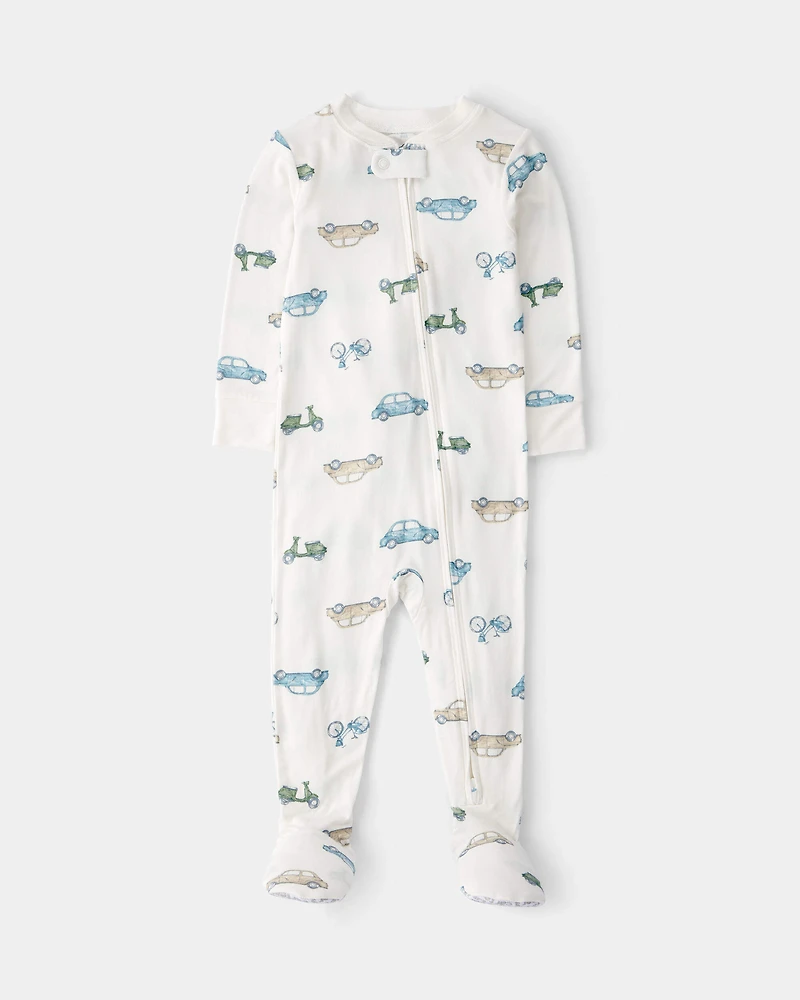 Baby Boy Car Print PurelySoft Footie 1-Piece Pajamas - Ivory