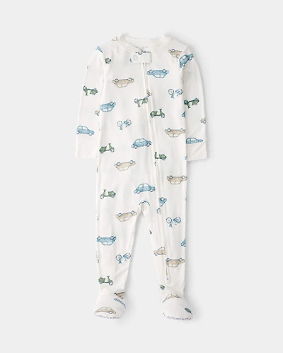Baby Boy Car Print PurelySoft Footie 1-Piece Pajamas - Ivory