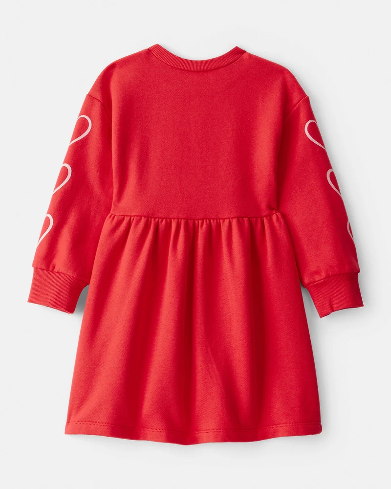 Toddler Girl DayDream Fleece Heart Long-Sleeve Dress - Red