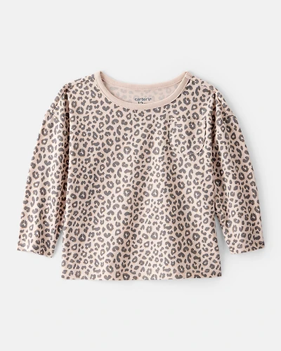 Baby Girl Leopard Print Long-Sleeve Top - Brown