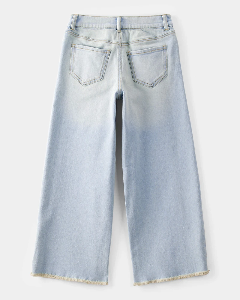 Girls High Rise Baggy Wide Leg Jeans - Light Denim Wash