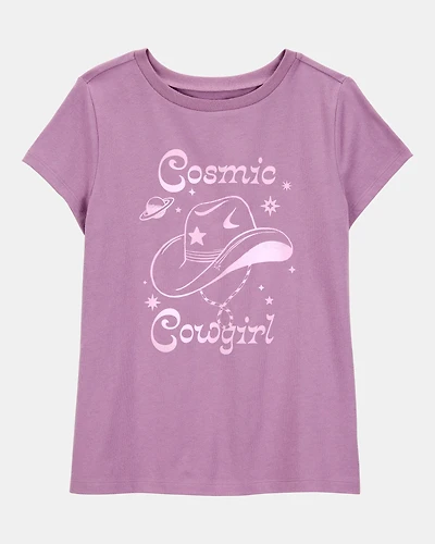 Kid Cosmic Cowgirl Short-Sleeve Graphic Tee - Purple