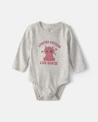 Baby Girl 'Limited Edition Like Auntie' Long-Sleeve Graphic Bodysuit - Grey