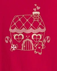 Toddler Girl Gingerbread House Long-Sleeve Graphic Tee - Red