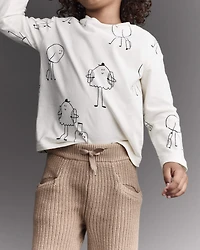 Toddler Neutral Travel Squish Character Long-Sleeve Graphic Tee - Cream