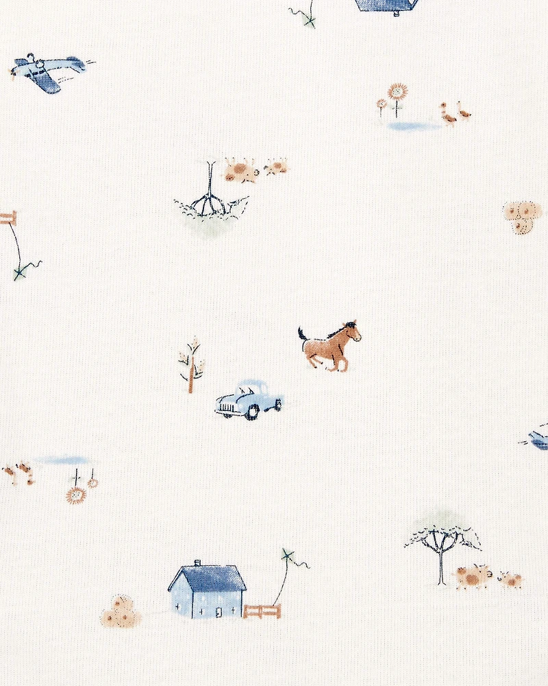 Baby Boy 2-Piece Long-Sleeve Tee & Waffle Knit Coverall Set - Blue/White