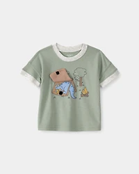 Baby Boy Camping Dinosaur Graphic Tee - Green