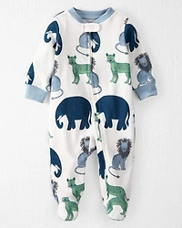 Baby Organic Cotton Sleep & Play Pajamas in Wildlife Print