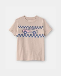 Toddler Boy Alligator Race Car Graphic Tee - Tan