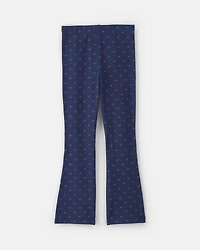 Girls Bow Cotton Pull-On Stretch Leggings - Navy Blue