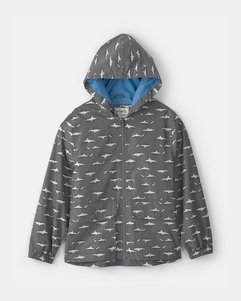 Boys Shark Raincoat - Grey