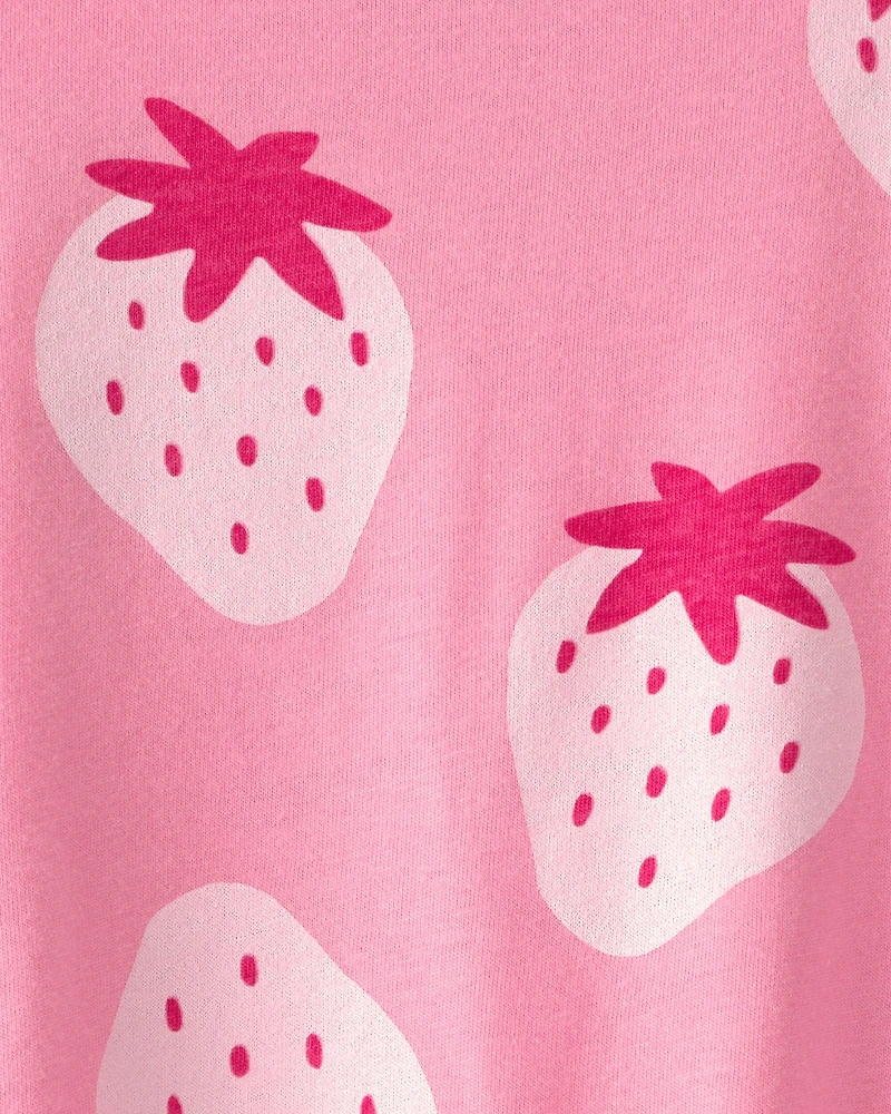 Baby Girl Strawberry Sleeveless Romper - Pink