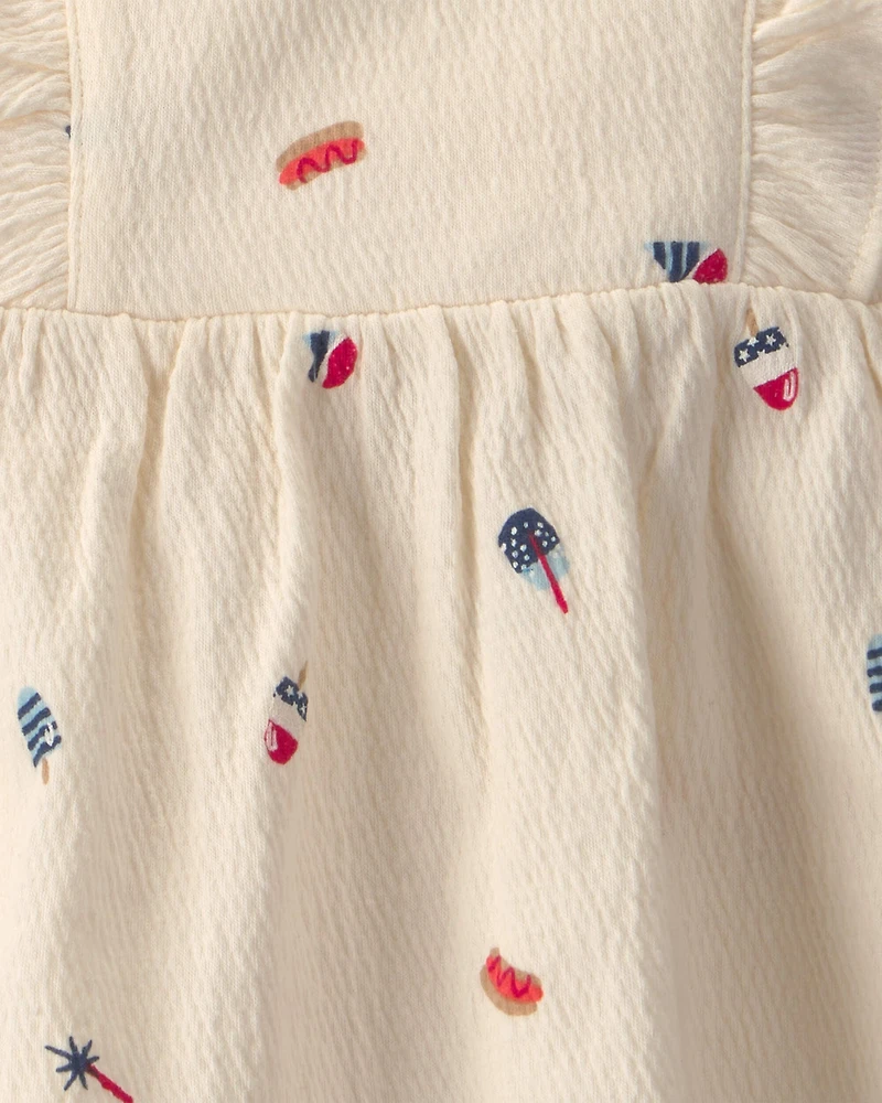 Baby Girl 2-Piece Fourth of July Top & Short Set - Ivory