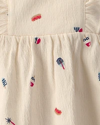 Baby Girl 2-Piece Fourth of July Top & Short Set - Ivory