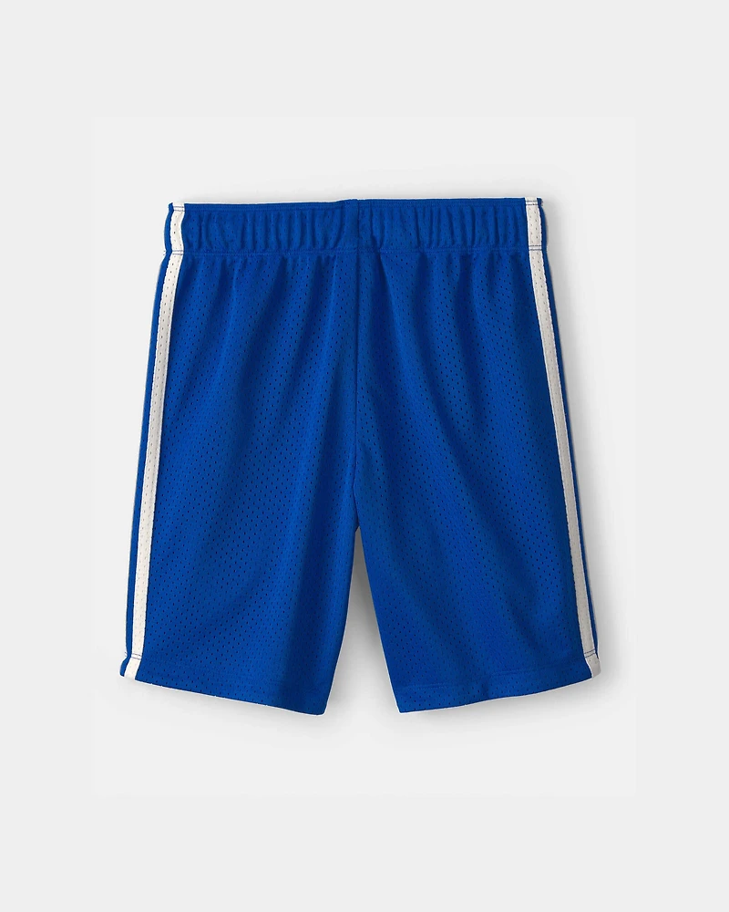 Boys Striped Mesh Active Shorts - Blue