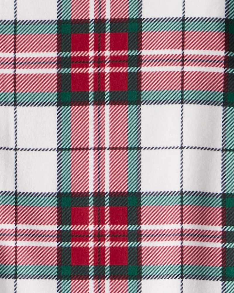 Adult Flannel Plaid Print Long-Sleeve Loose Fit 2-Piece Pajamas - Red/Green