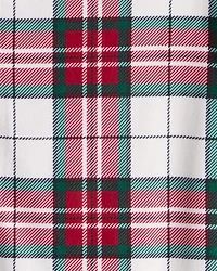 Adult Flannel Plaid Print Long-Sleeve Loose Fit 2-Piece Pajamas - Red/Green