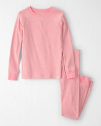 Girls 2-Piece Organic Cotton Ribbed Pyjama Set in Stripes