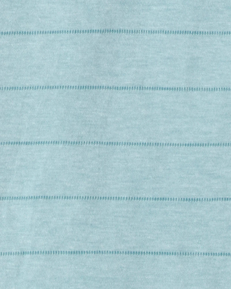 Boys Striped Henley T-Shirt - Blue