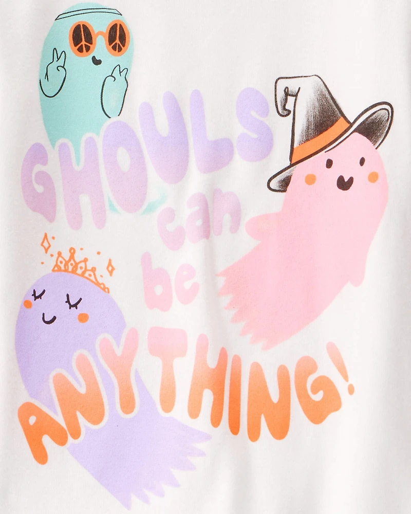 Girls 2-Piece "Ghouls Can Be Anything" Halloween 100% Snug Fit Cotton Pajamas - Ivory